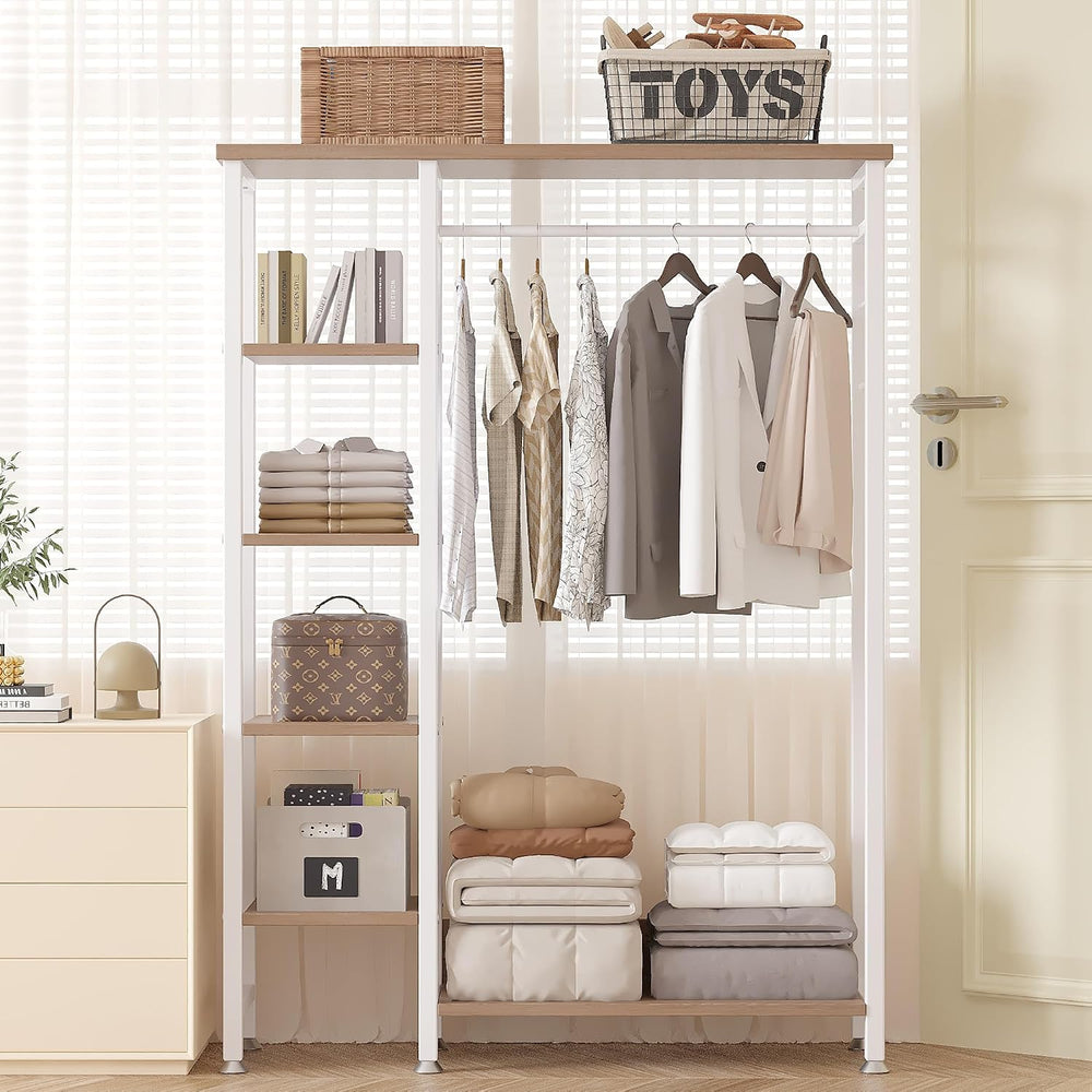 VECELO Open Garment Clothing Rack, Free-Standing Heavy Duty Storage Closet wi...