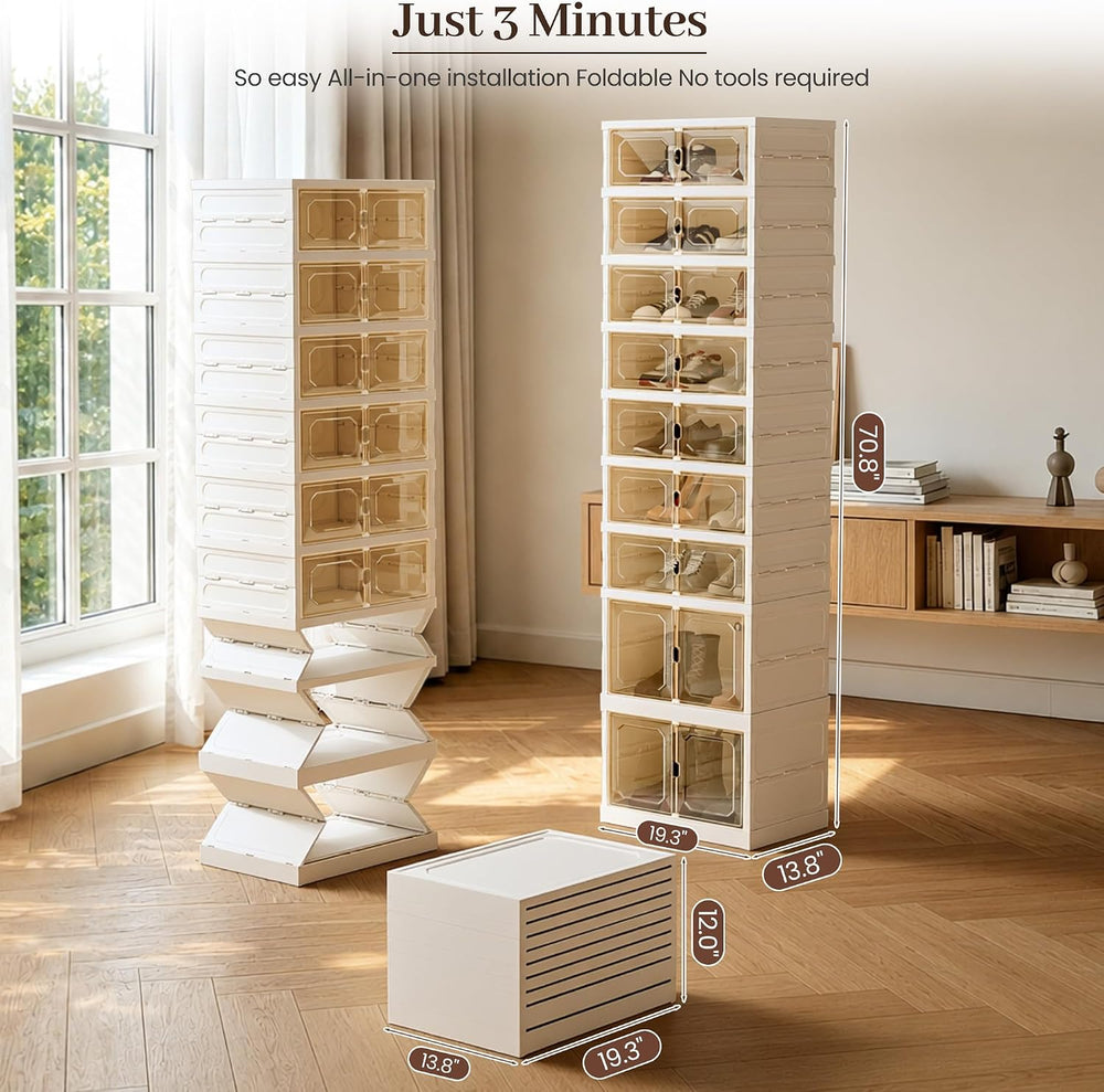 9-Tier Tall Shoe Rack with Wheels, Fits 18 Pairs & Dustproof