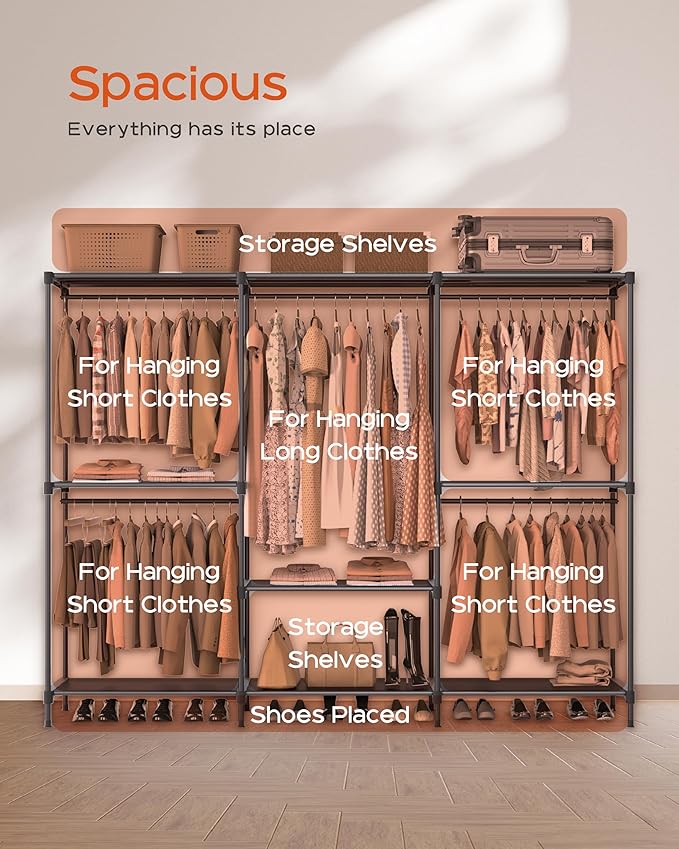 Clothes Rack, Portable Closet, 80.7 Inch Extra Large Capacity Wardrobe Closet