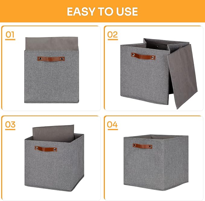 DULLEMELO Fabric Storage Cubes, 13 inch Cube Stroage Bins (4 Pack)