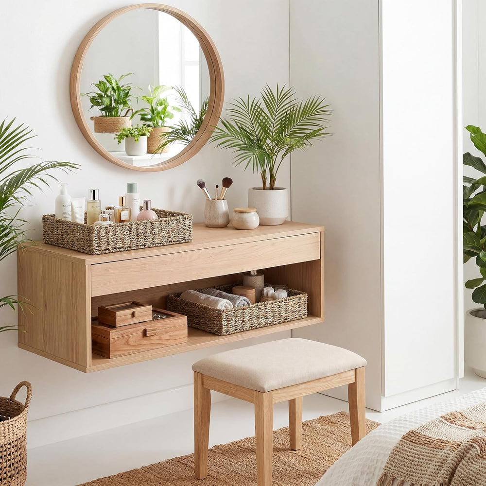StorageWorks Large Seagrass Tray for Bathroom, Seagrass Storage Baskets for S...