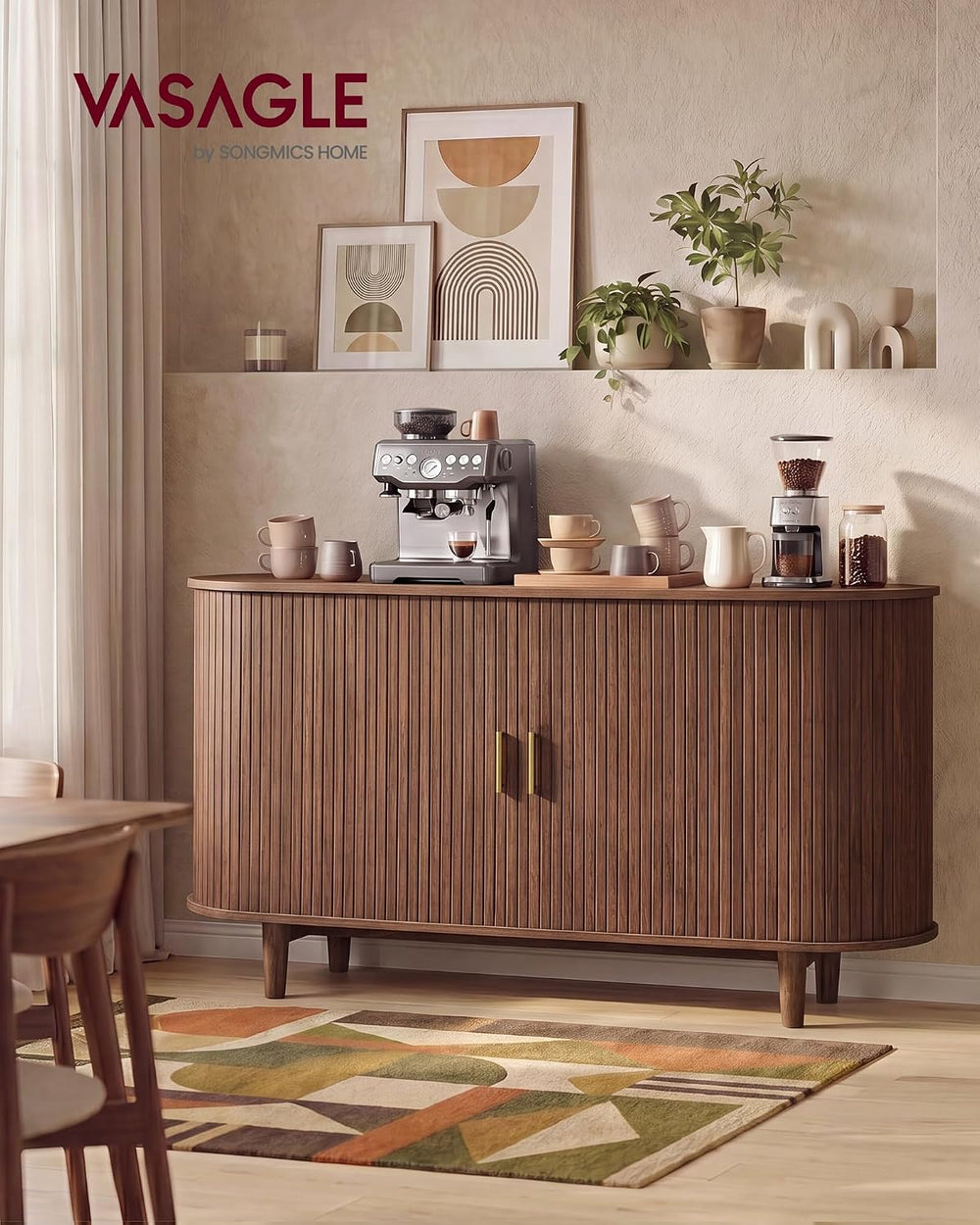 VASAGLE Storage Cabinet, Sideboard with Adjustable Shelves