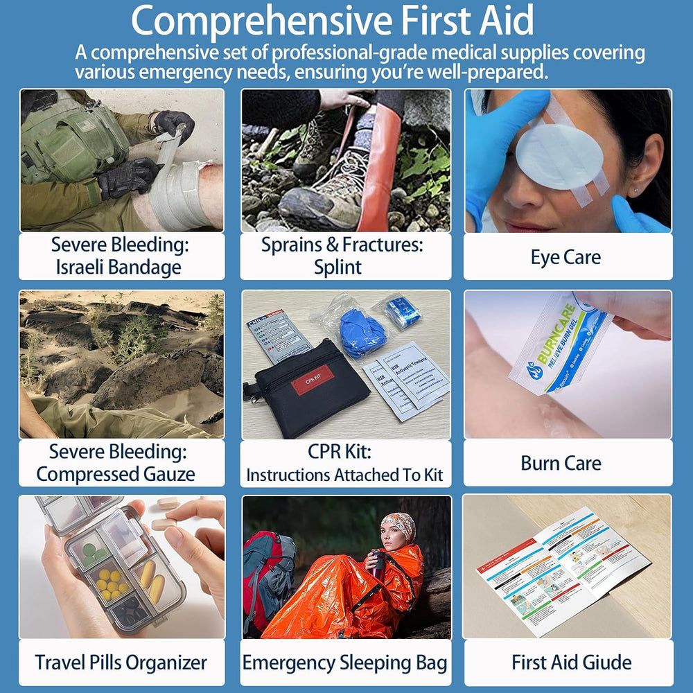 Comprehensive First Aid Kit for Home, Premium Emergency Trauma Kits with Shou...