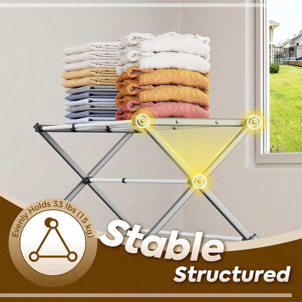 Clothes Drying Rack, 3-Tier Foldable Extendable, White & Grey