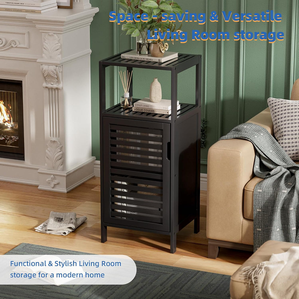 HITNET Bamboo Floor Cabinet, Small Bathroom Cabinet Floor Standing, 4 Tier Na...