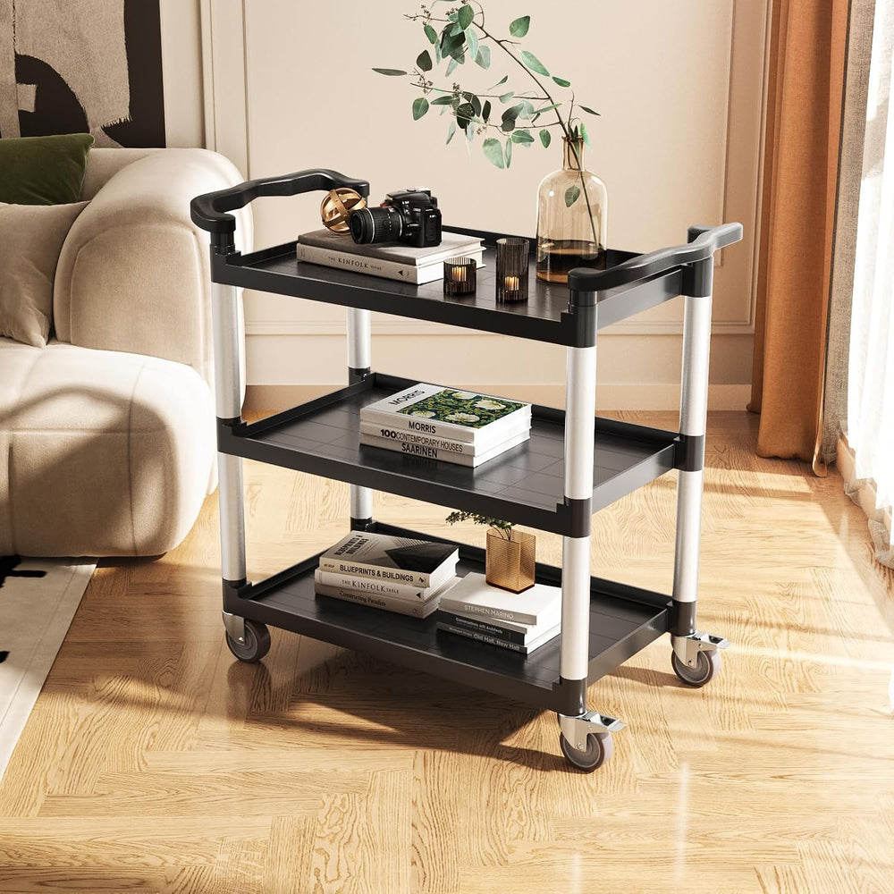 VEVOR Utility Cart, 300 lbs Load Capacity, 3-Tier Utility Plastic Cart with 3...