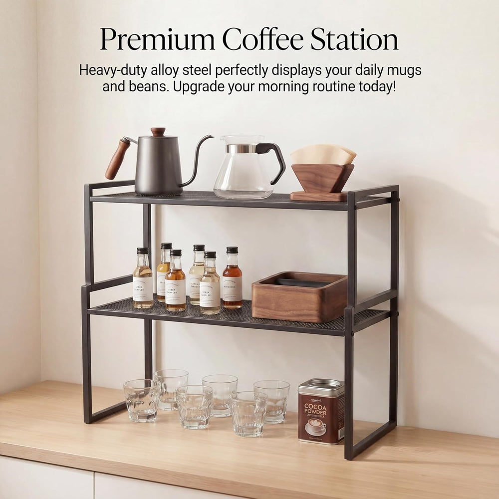 Stackable Kitchen Cabinet Organizer Shelves Pantry Rack Set of 2