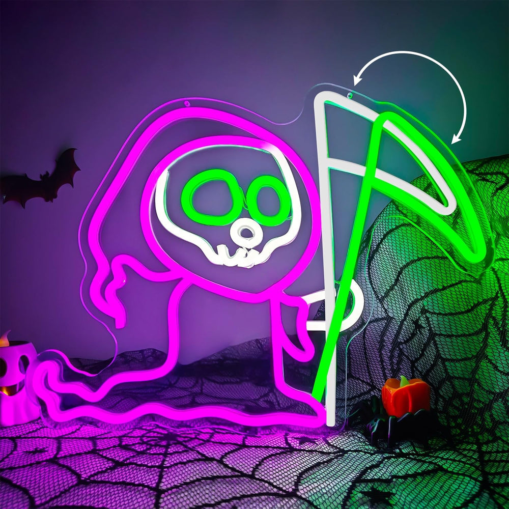 Halloween Grim Reaper Neon Sign for Wall Decor Ghost Led Sign Animated Looks ...