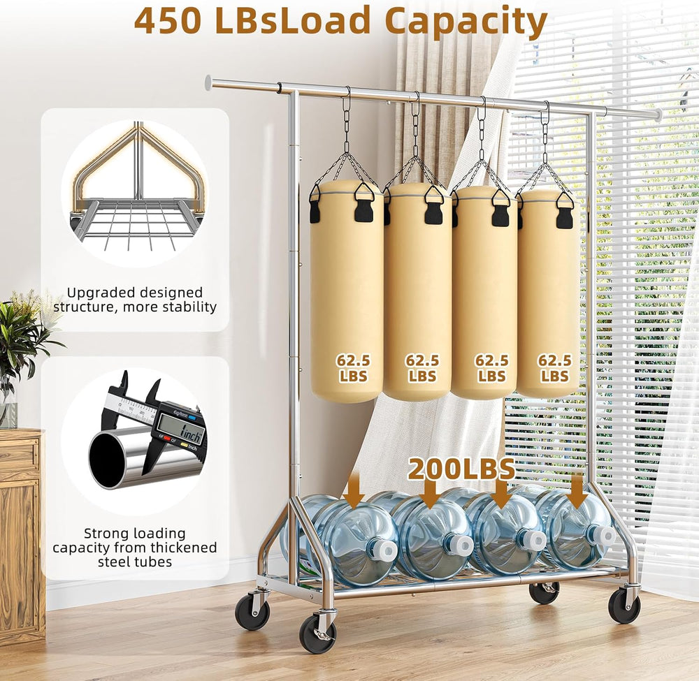 Simple Trending Heavy Duty Clothes Rack, Extensible Clothing Rack, Chrome