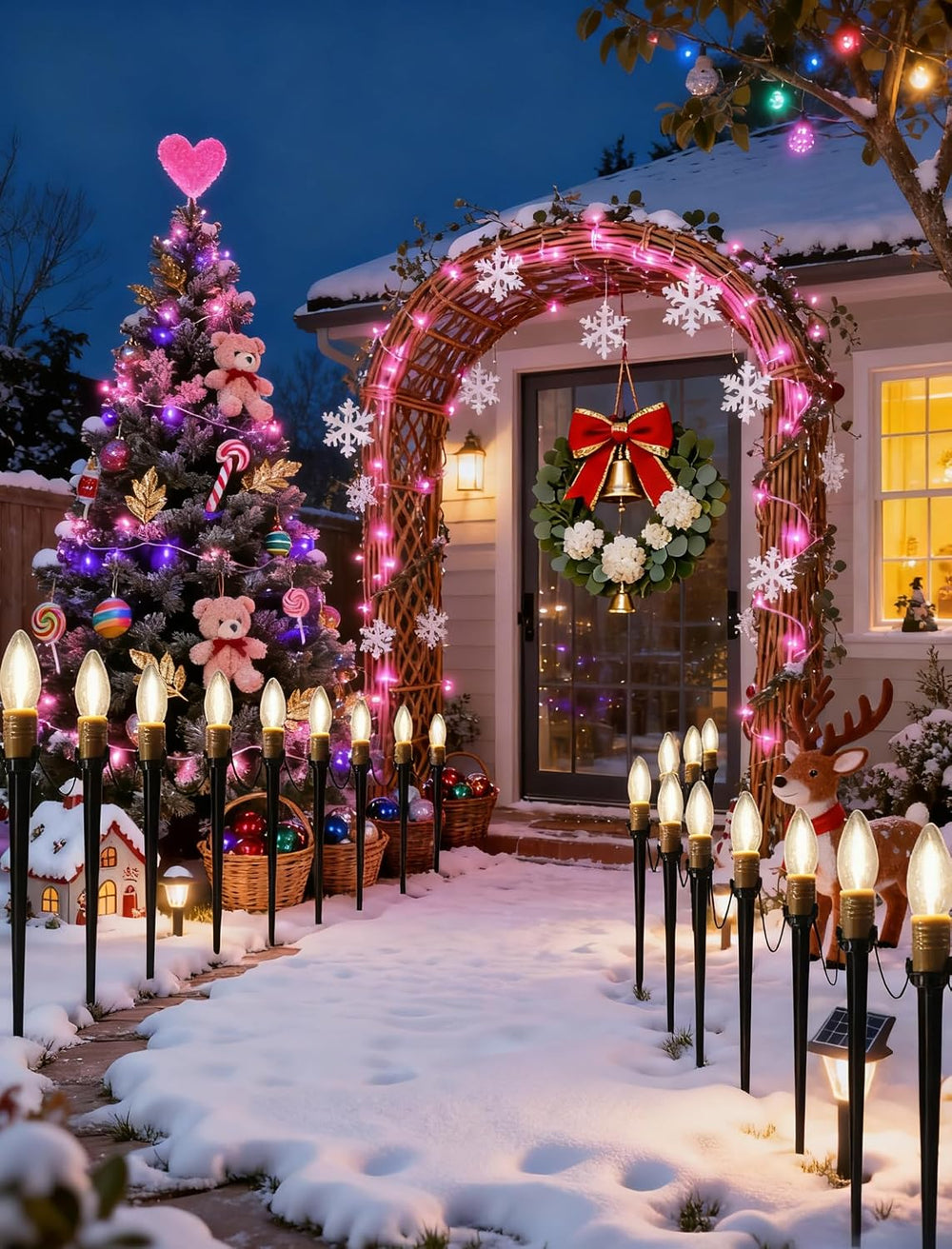 25 Pack Outdoor Lights Plug in, 38.5FT Outdoor Pathway Lighting with Heavy Du...