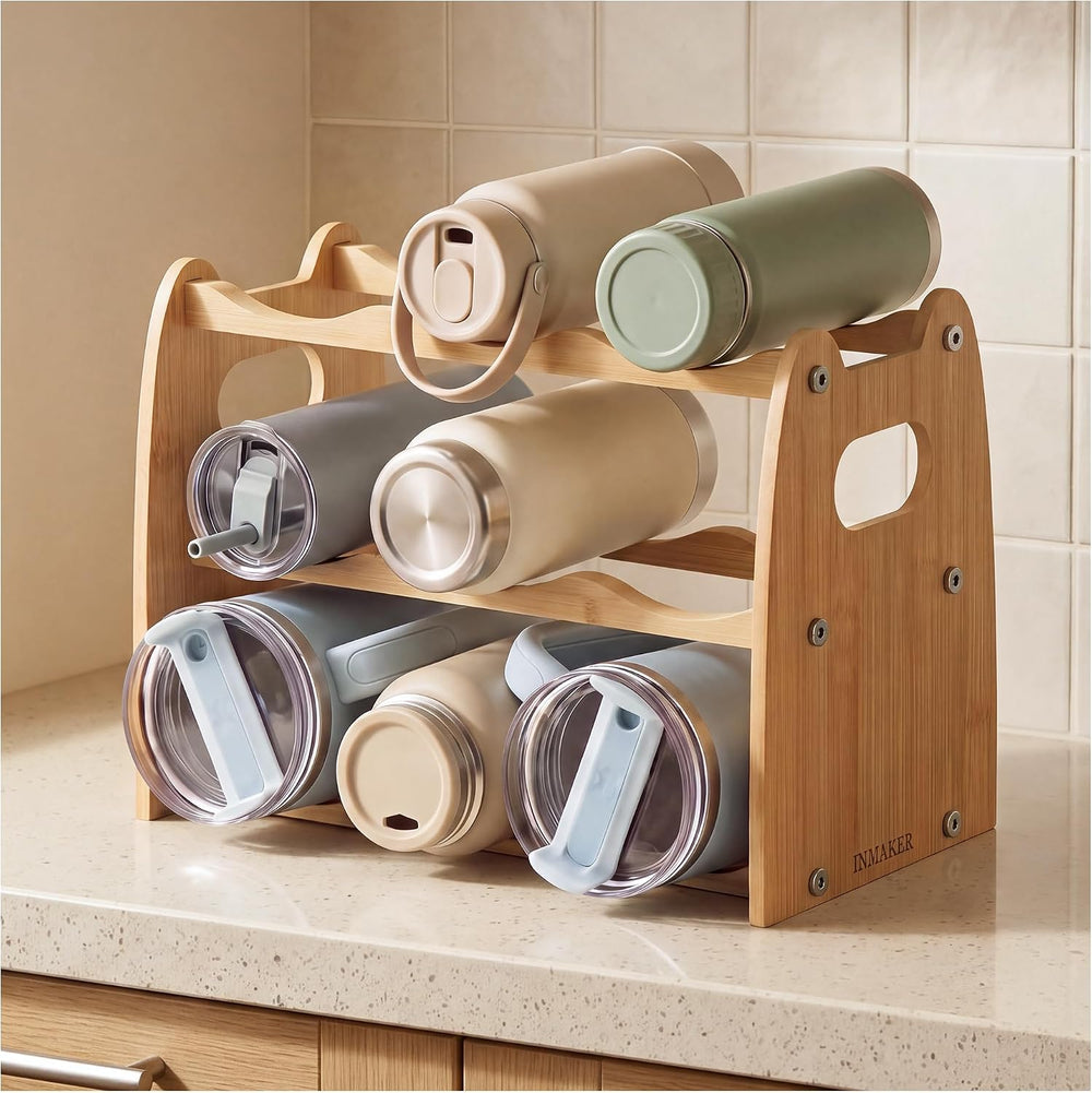 Water Bottle Organizer for Cabinet, 4 Inch Slots for 40oz Tumblers