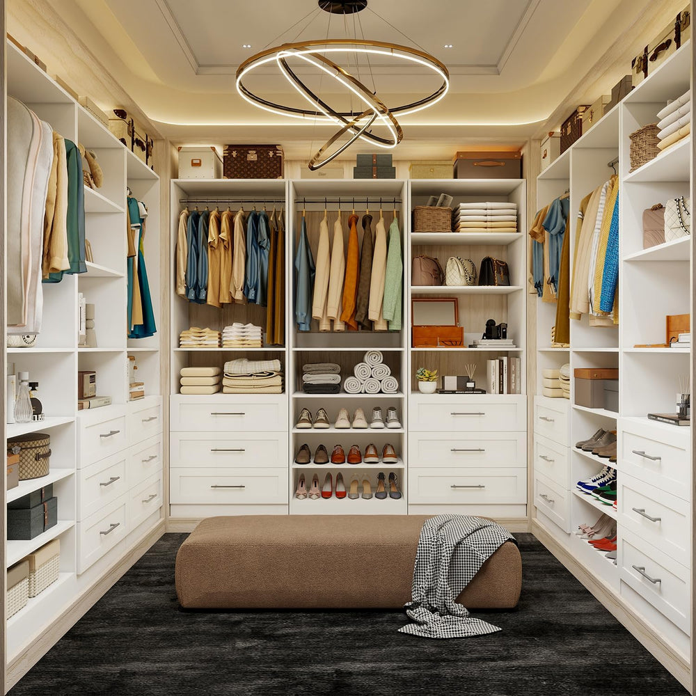 Closet System with 3 Sets, 6–15 FT Closet Organizer System with 6 Drawers, 9 ...