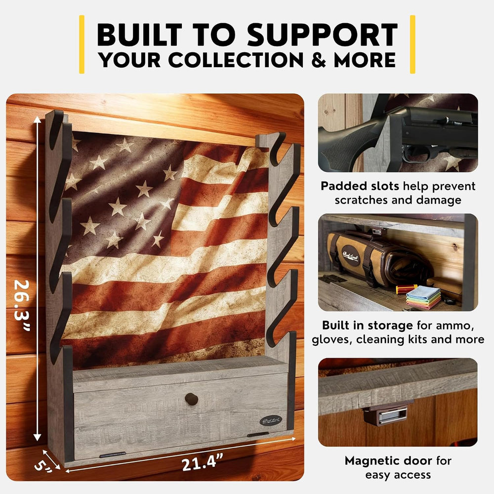 Rush Creek Creations Engineered Wood Gun Rack, Gun Rack for Walls, Racks
