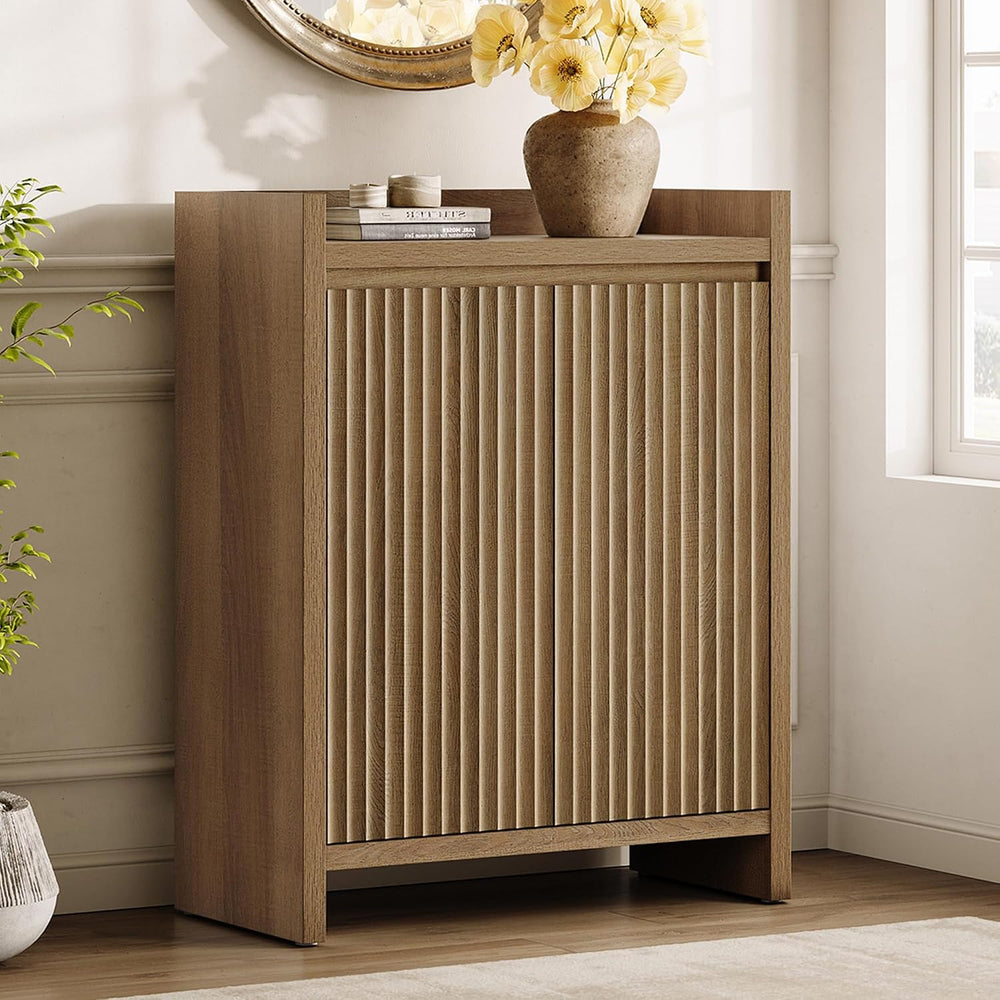 SICOTAS Shoe Cabinet for Entryway, Fluted 6-Tier Shoe Storage Cabinet