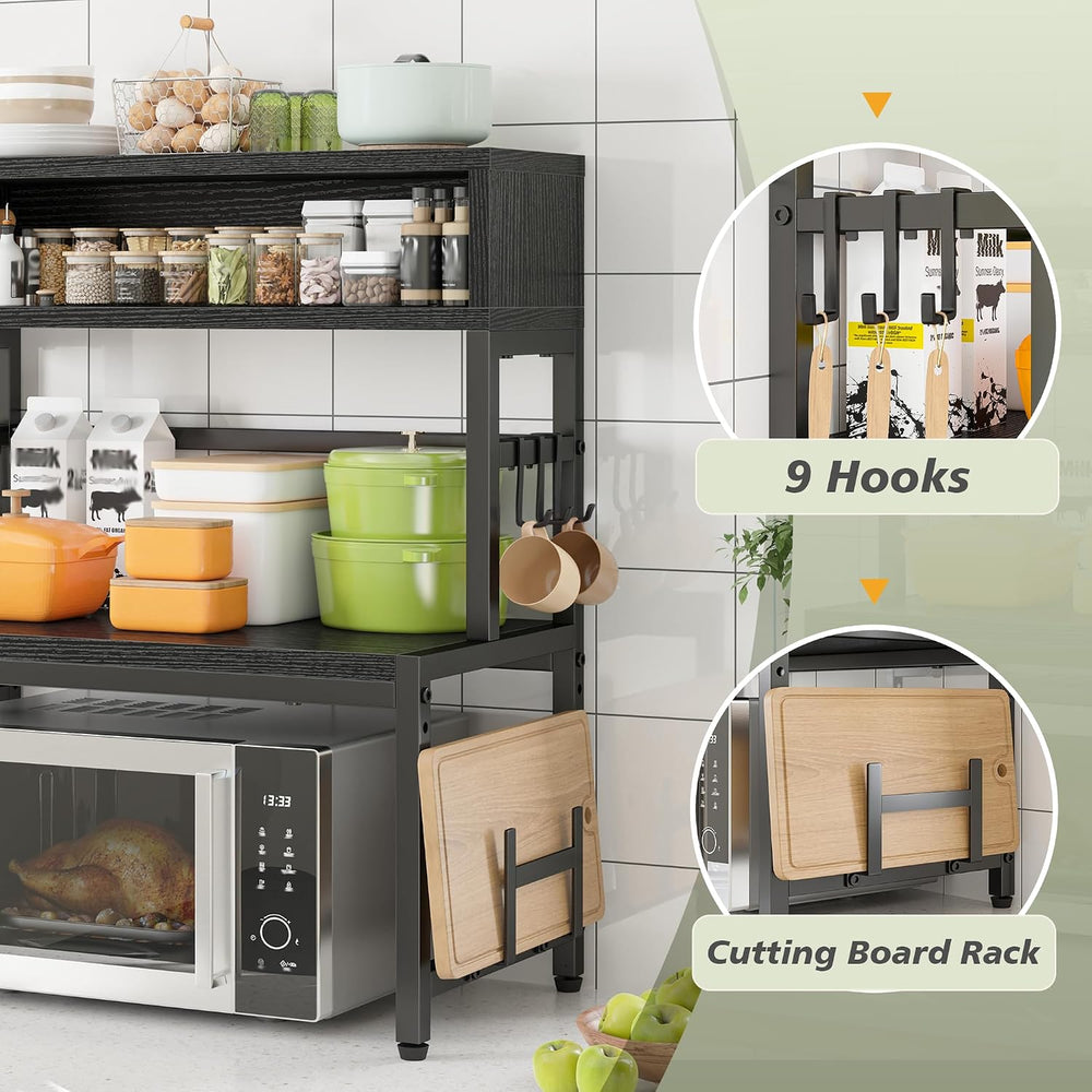 EnHomee 4-Tier Microwave Stand Countertop, Microwave Shelf With Storage