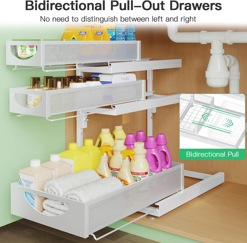 Under Sink Organizer, 1-Pack 3-Tier Pull Out Cabinet Organizers and Storage