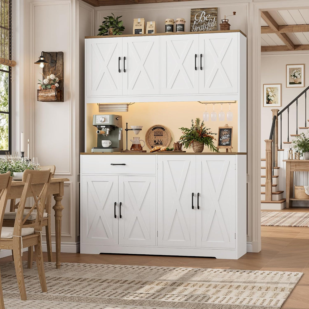 HOSTACK 55" W Kitchen Pantry Storage Cabinet, 72" Tall Hutch Cabine...