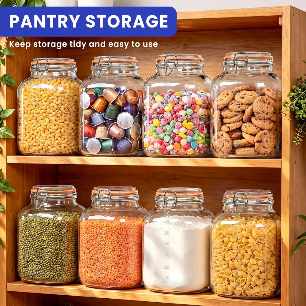 1.1 Gallon Wide Mouth Airtight Glass Storage Containers with Lids