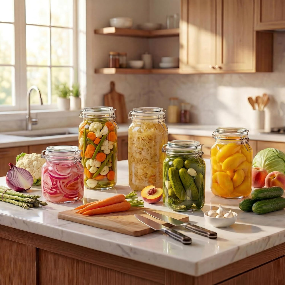 78oz Large Square Glass Jars with Airtight Lids, Wide Mouth Mason Jars 3P