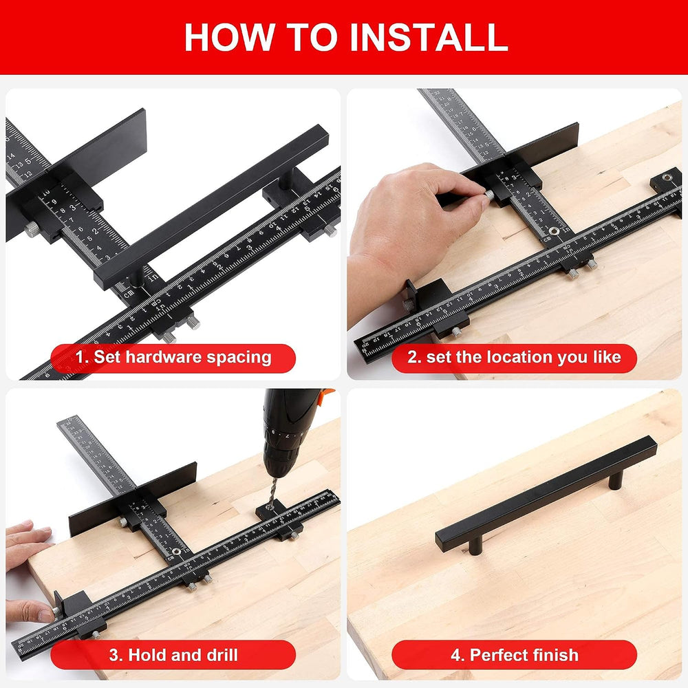 Cabinet Hardware Jig for Handles, Adjustable Template with Convenient and Pre...
