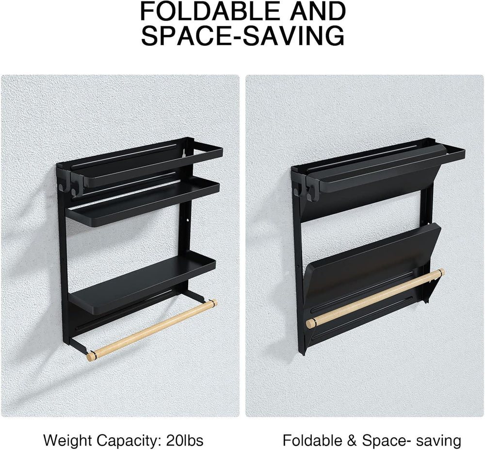 Magnetic Paper Towel Holder with Multi-Layer Storage Shelf, Stable Magnetic O...