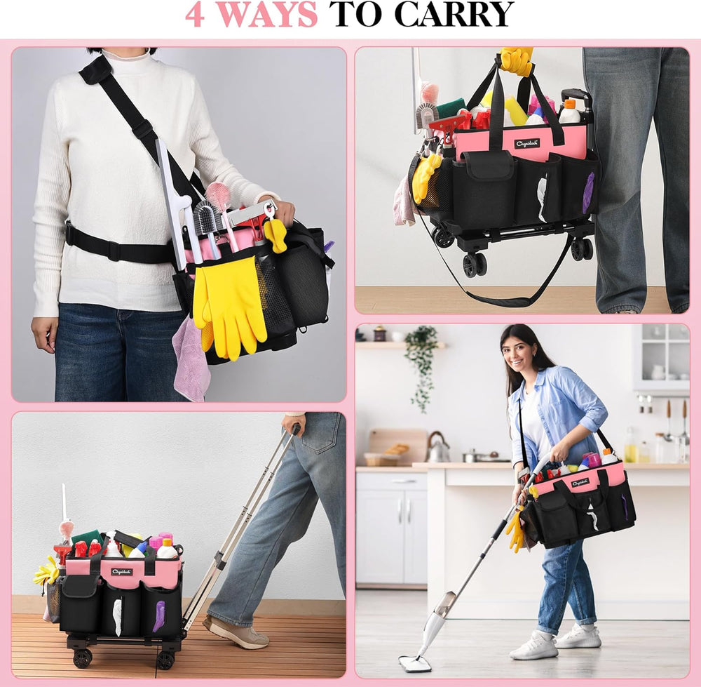 Chyaidach Rolling Cleaning Caddy, Cleaning Supplies Organizer with Trolley, W...