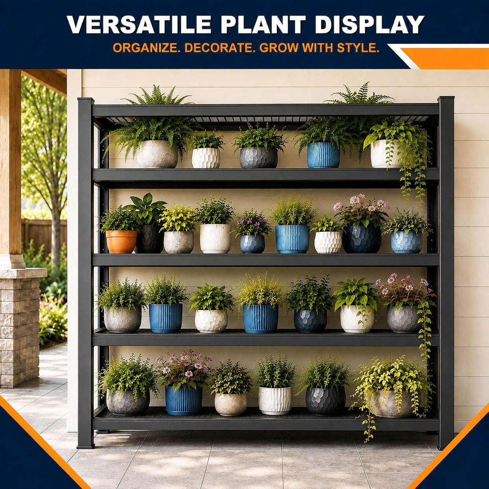4 Tier Tote Rack for Storage Bins, Black, 55"W x 30"D x 72"H