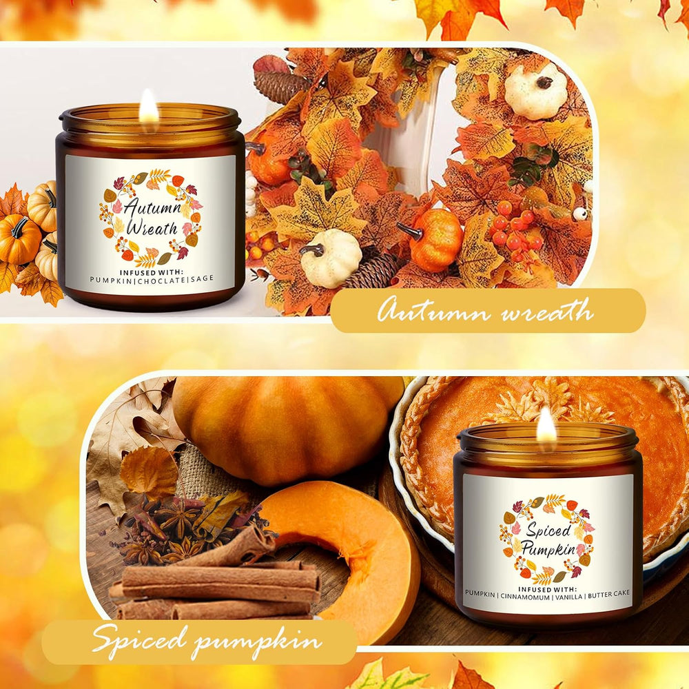 Fall Candles Gifts Set 6 Pack Soy Wax Scented Candle 27 OZ 200 Hrs Burn,Scent...
