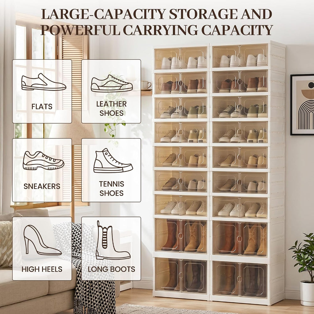 9-Tier Tall Shoe Rack with Wheels, Fits 18 Pairs & Dustproof