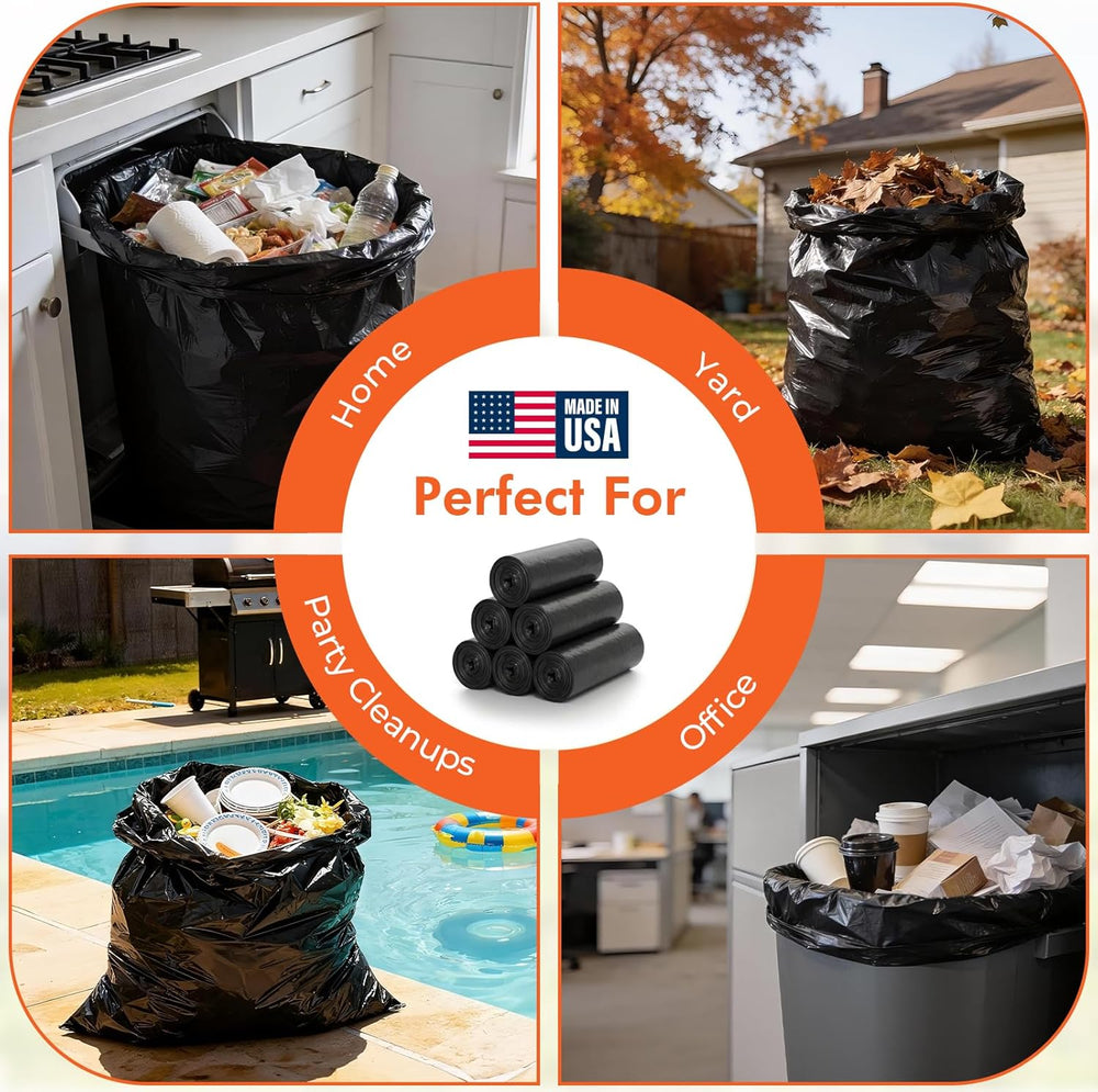 Delxo 55-60 Gallon Trash Bags, 150 Count, 40×54'' Large Black Garbage...
