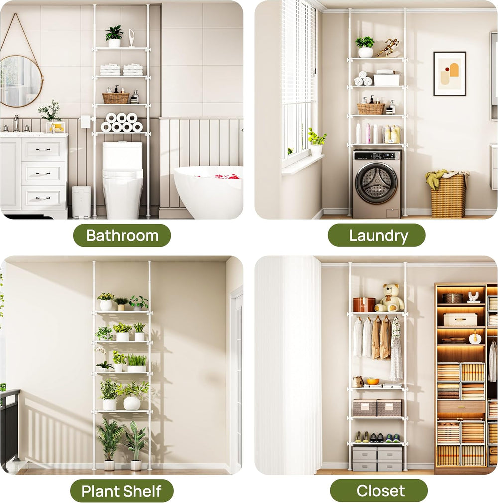 ALLZONE Tension Mount Over The Toilet Storage Shelf, No-Drill, Slim Design
