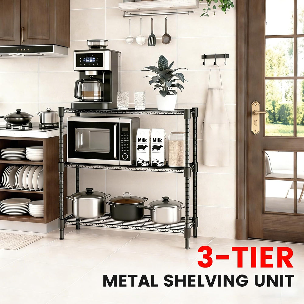 Storage Shelves - 3 Tier Metal Shelving Unit, 14" D × 36" W × 36&qu...