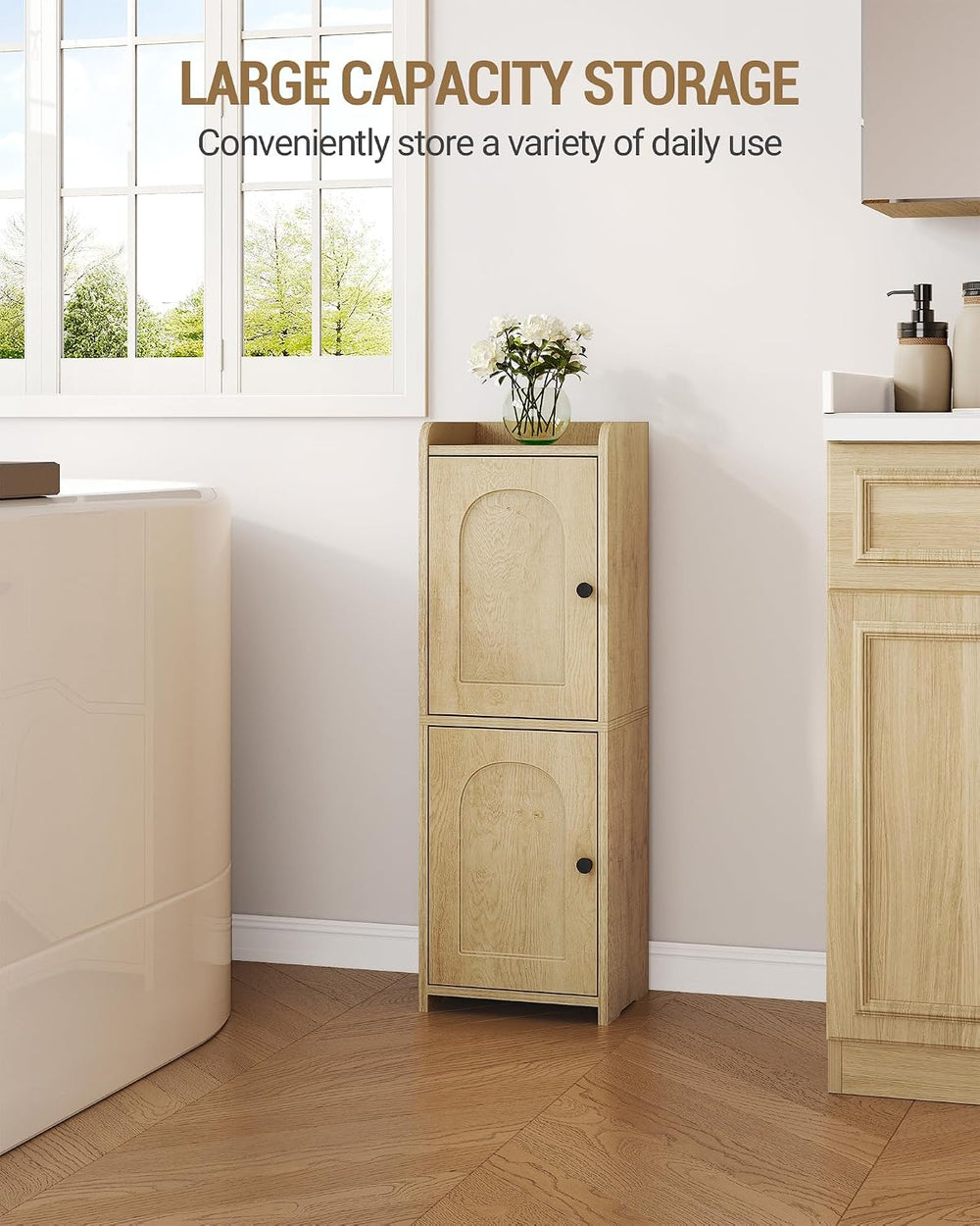 Hzuaneri Bathroom Storage Cabinet, Small Corner Floor Cabinet with 2 Doors