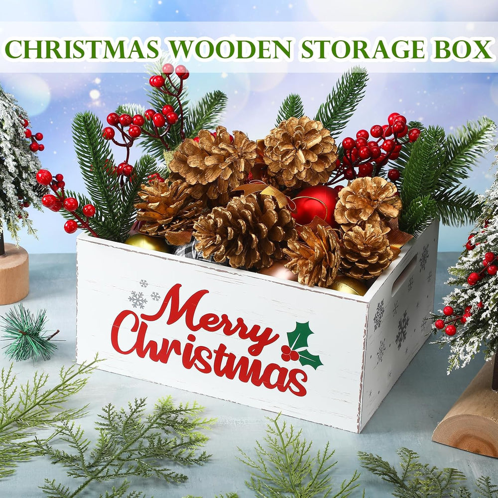 Namalu Christmas Hot Cocoa Bar Storage Box Wooden Crate with Handles Hot Coco...