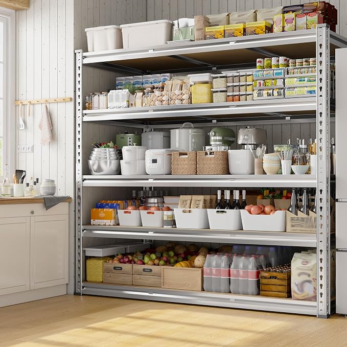 REIBII Garage Shelving, 5 Tier Storage Shelves Load 3020LBS, Adjustable Garage
