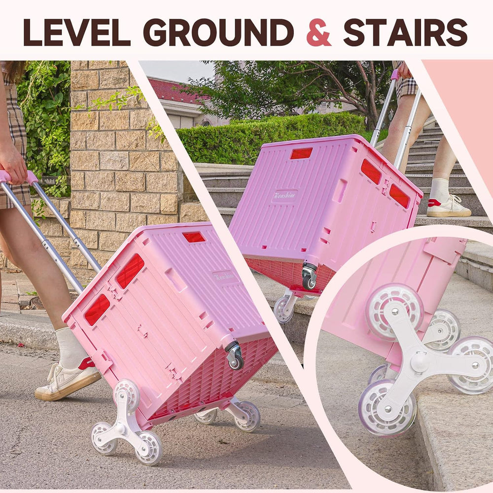 Nedcart Rolling Crate with Stair Climbing Wheels, Foldable Utility Cart with ...
