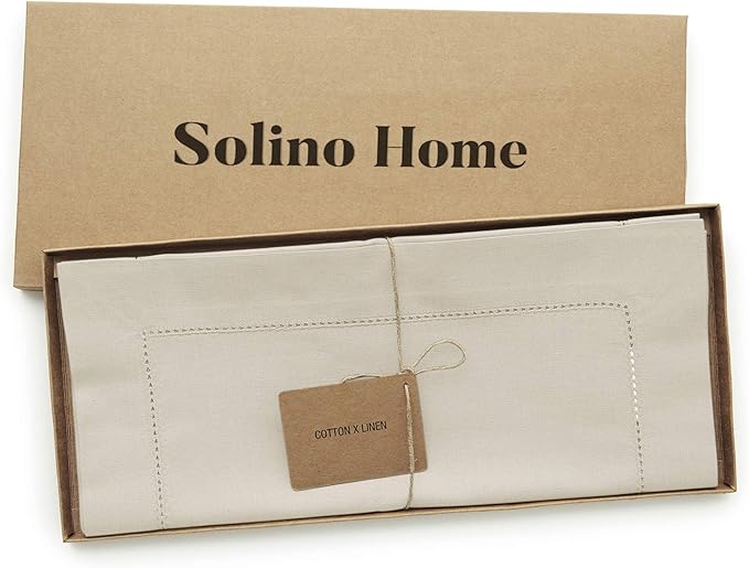 Solino Home Cotton Linen Table Runner 72 Inches Long - Hemstitch Linen Table ...