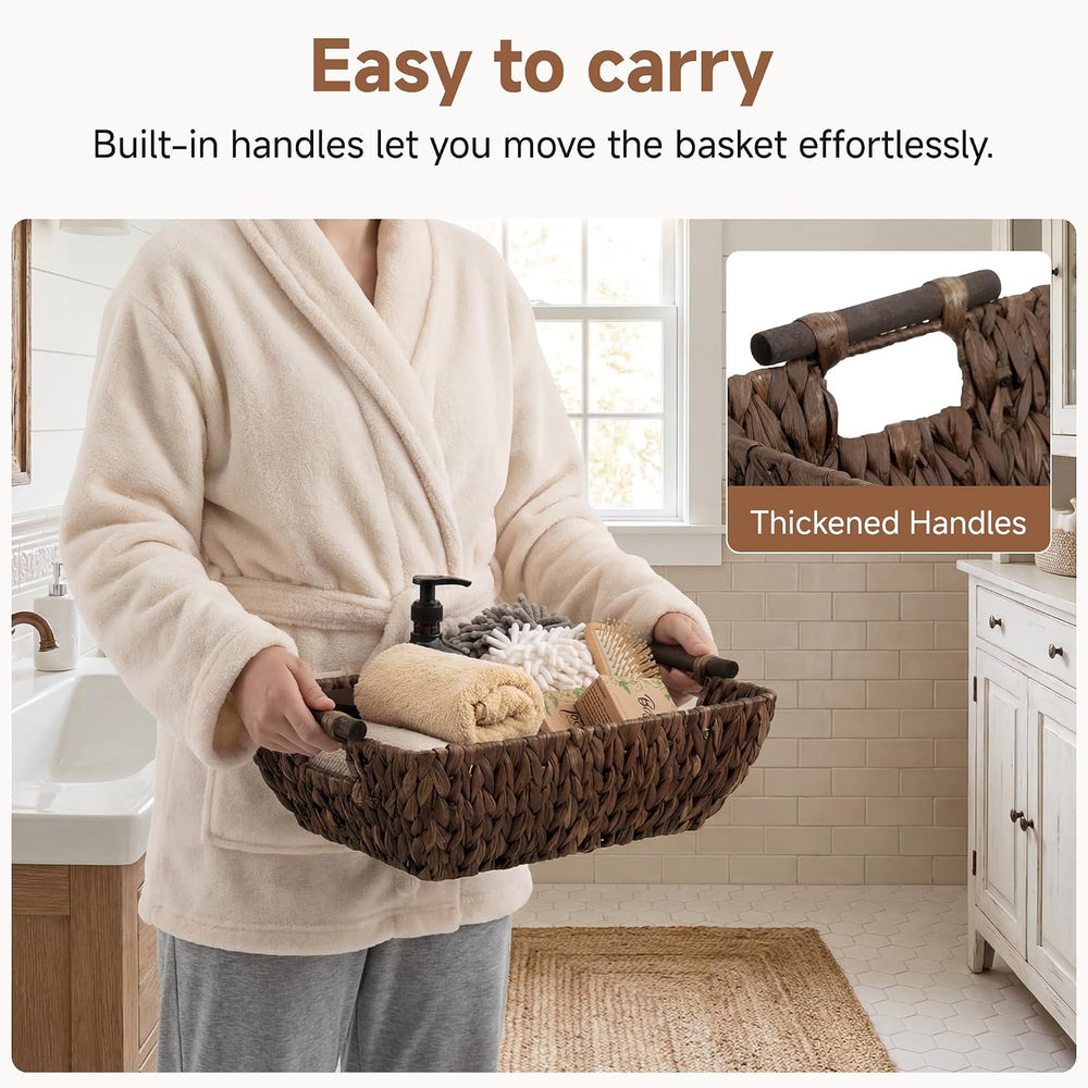 StorageWorks Wicker Storage Baskets for Shelves, 2 Pack Brown Large Basket