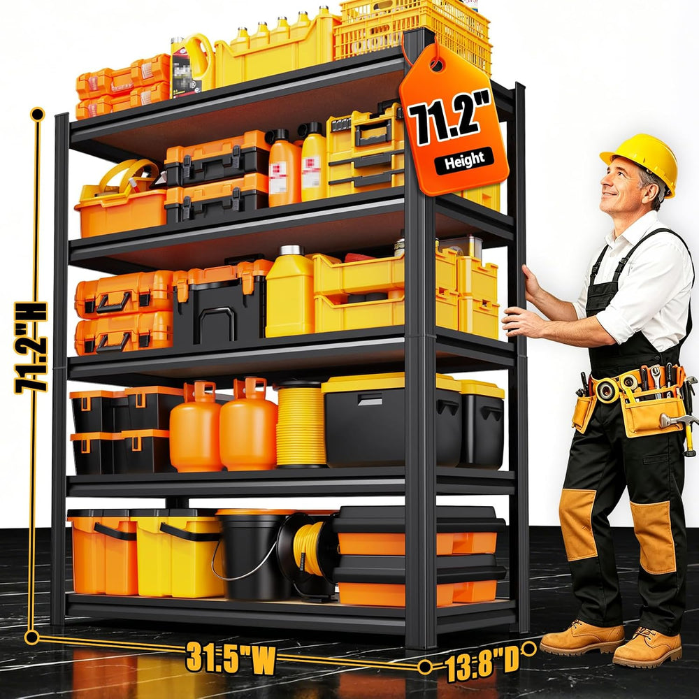 5‑Tier Garage Shelving, Adjustable Metal Shelves Units