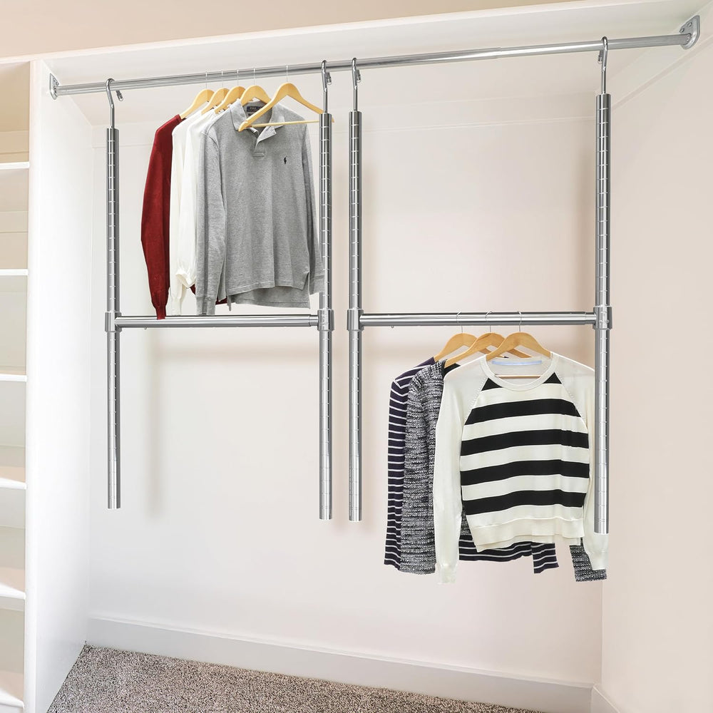 Simple Houseware Adjustable Closet Hanging Rod, Chrome - 2 Pack