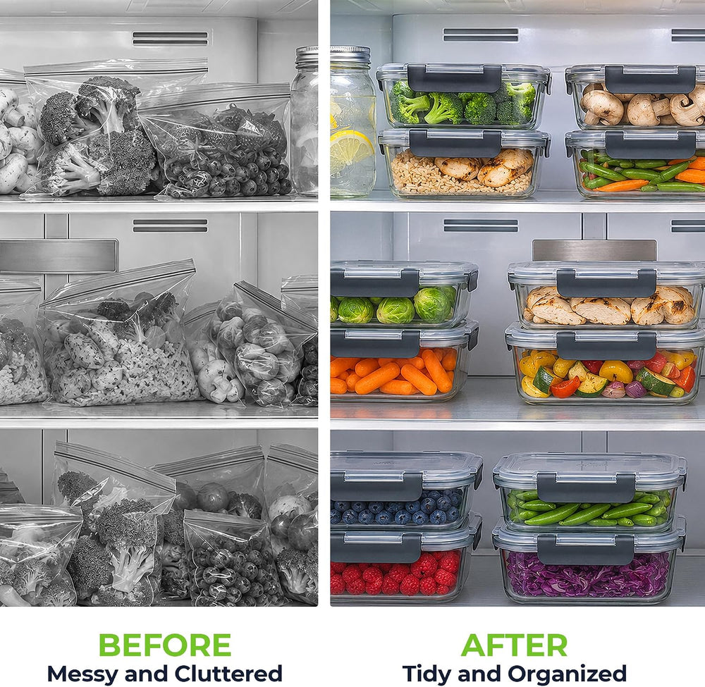 Zulay Kitchen Glass Storage Containers with Lids, Premium BPA Free 36oz