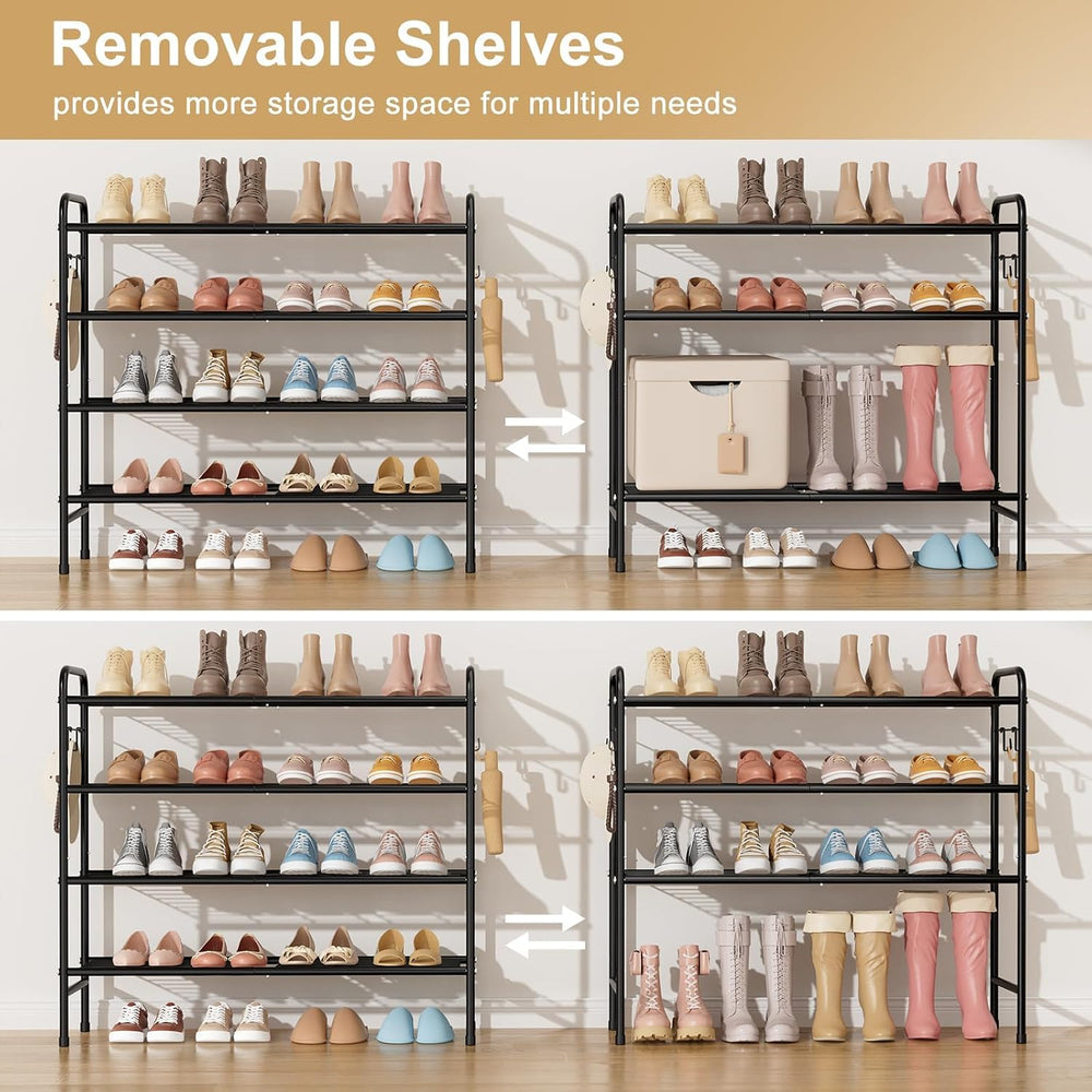 VILICK 4-Tier Shoe Rack 33" Wide Metal Shoe Organizer Long Shoe Storage ...