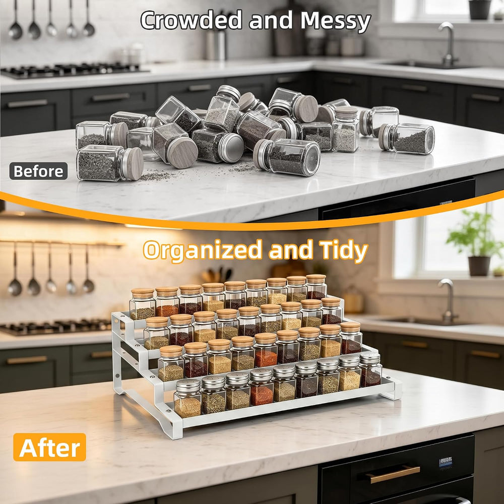 Expandable Spice Rack Organizer for Cabinet, 4-Tier Metal Shelf