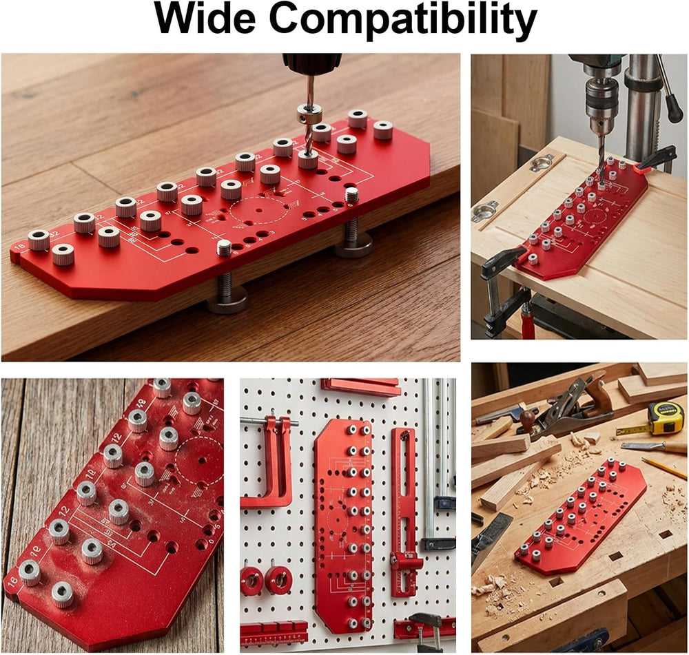 9 Holes Shelf Pin Jig and Hinge Jig 2-in-1, 1/4 Inch & 5mm