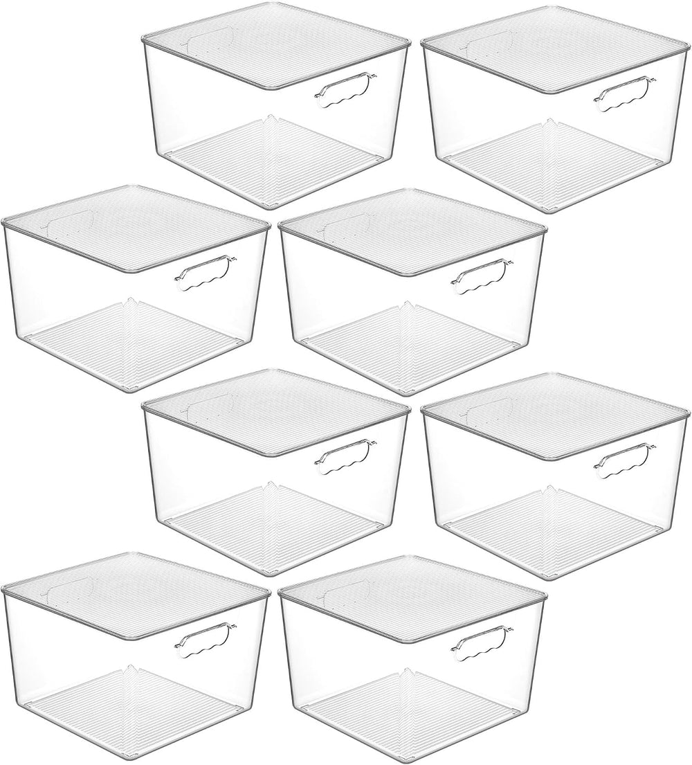 Vtopmart 8 Pack Extra Large Clear Stackable Storage Bins with Lids for Cube