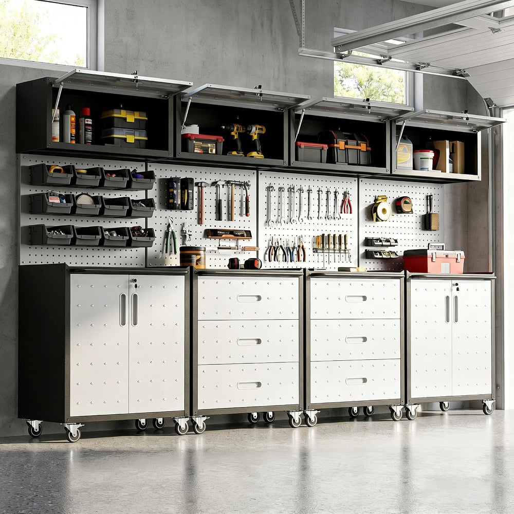 Garage Cabinet System | Heavy Duty Steel All-in-One Modular Garage Cabinet Se...