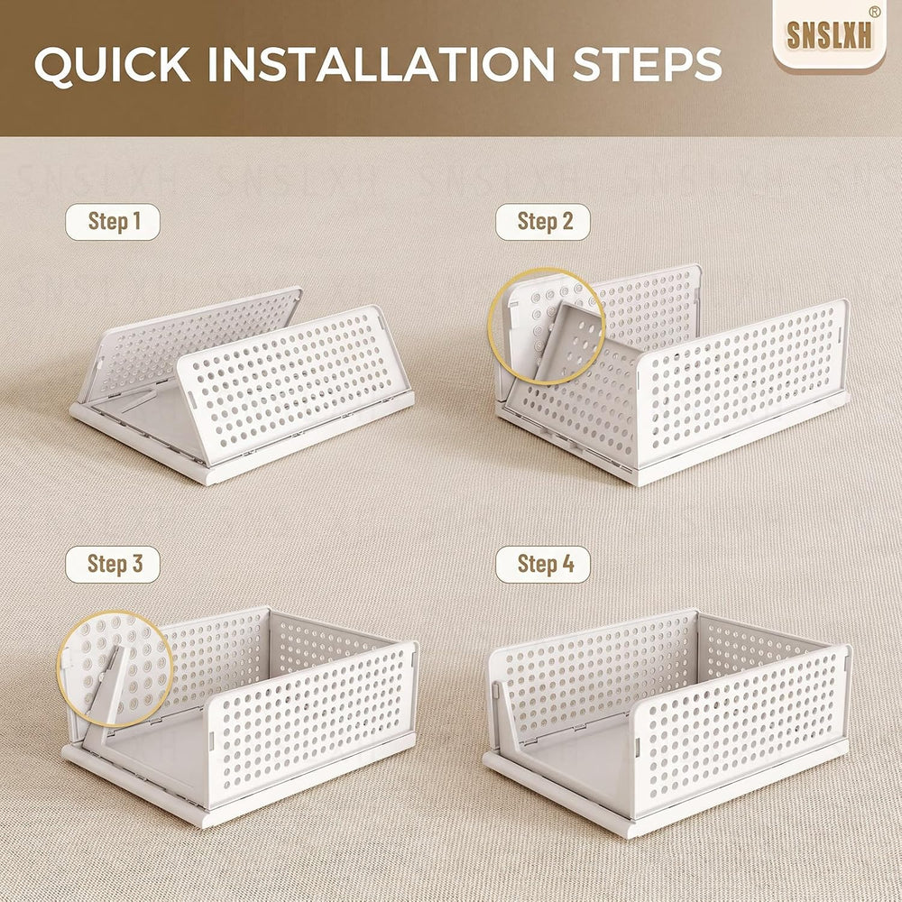 SNSLXH Closet Organizers and Storage, 5 Pack Stackable Closet Bins