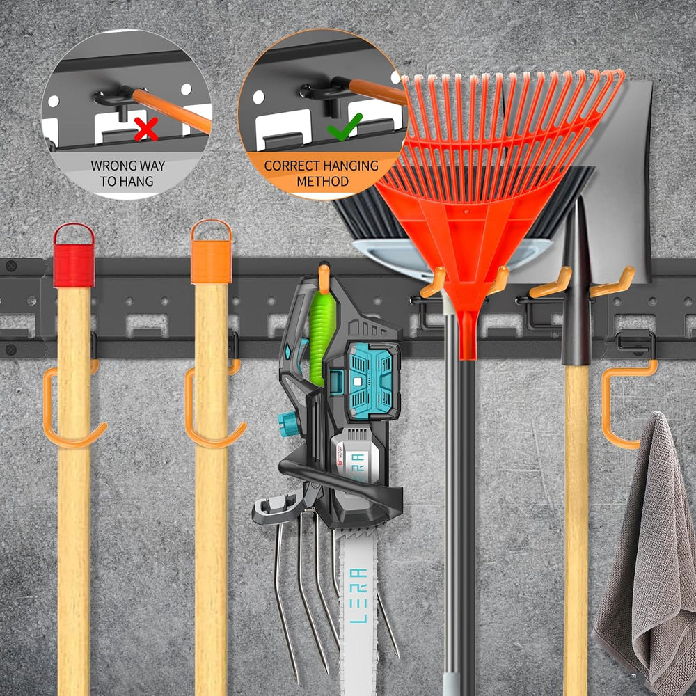 Garden Tool Organizer Wall Mount - Garage Storage and Organization Yard Tool ...