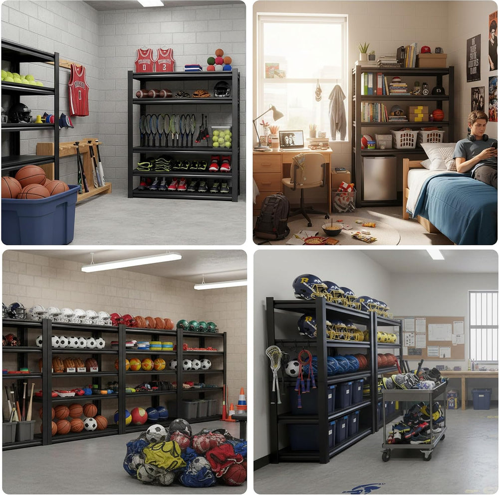 REIBII 5 Tier Garage Shelving for Garage, Adjustable Metal Shelving