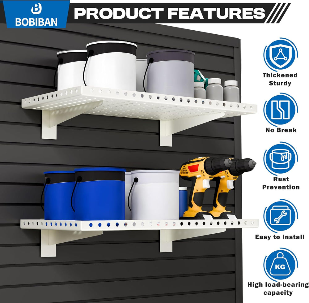 4 Pack Heavy Duty Slatwall Shelves 14 X 24 Inch, White